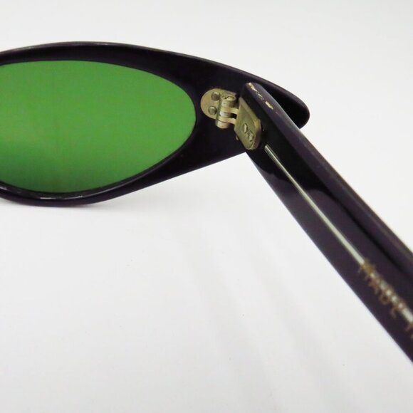 RARE 1950s Vintage Authentic French Sunglasses Winged Cat-Eye Shape Black New